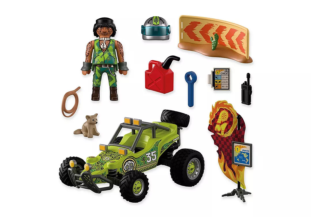 Cars | Off-Road Buggy green toy vehicle with driver figure and off road accessories