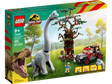 The front of a Jurassic Park LEGO set called Brachiosaurus Discovery. Includes 512 pieces. For ages 9 and up.