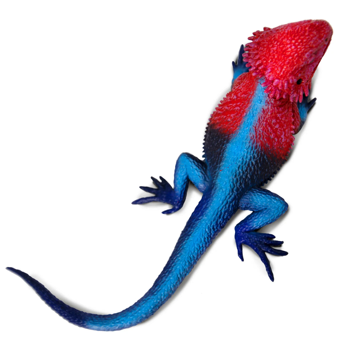 Mwanza Flat-Headed Rock Agama figure showing red head and blue body with detailed texture on a white background