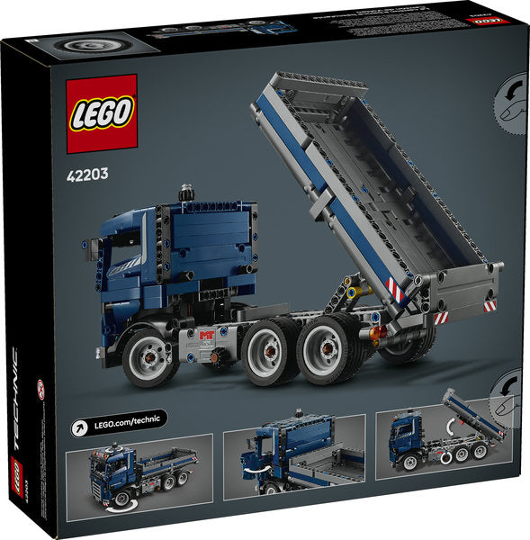 LEGO Technic Tipping Dump Truck in blue with a functional tipping bed and detailed cab for kids aged 9 and up