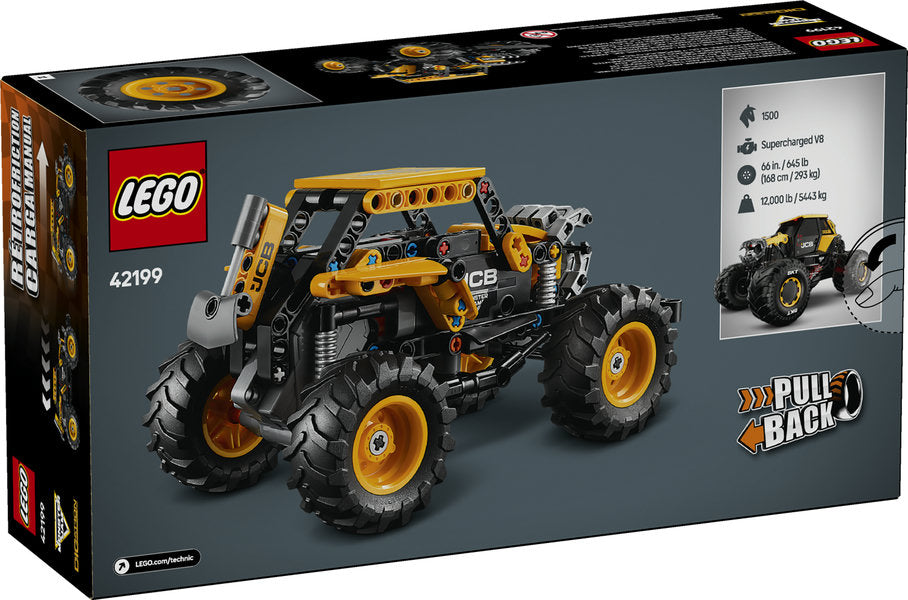 LEGO Technic Monster Jam DIGatron Pull-Back truck with large tires, detailed shovel, and pull-back function for kids age 7+