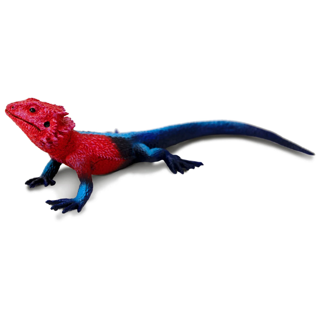 Mwanza Flat-Headed Rock Agama figure showing red head and blue body, inspired by the Spider-Man Lizard.