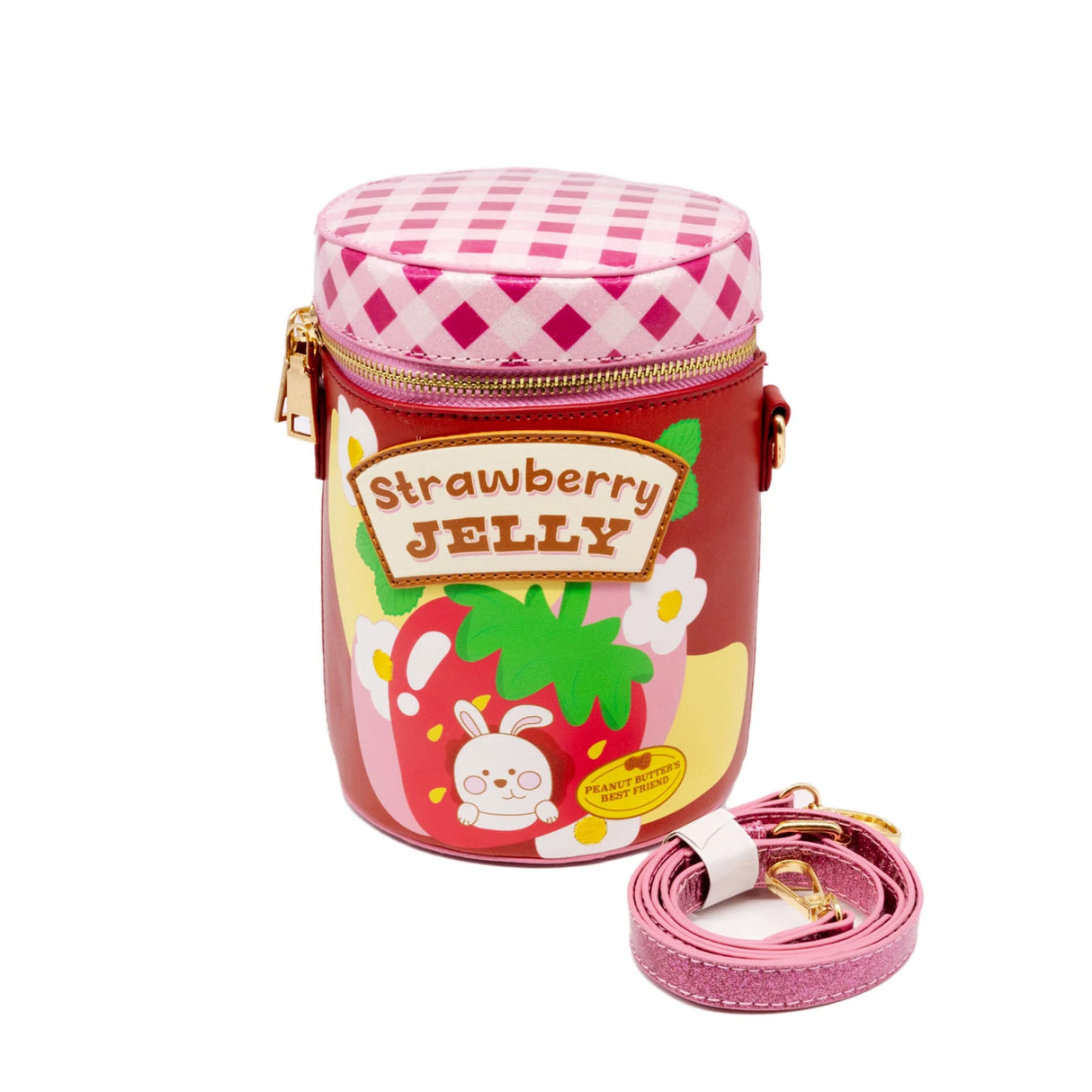 Handbag Strawberry Jelly That's My Jam! featuring a cute strawberry design with adjustable strap and spacious interior.