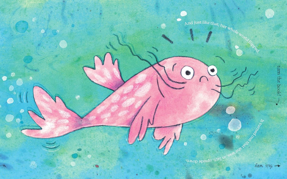 Illustration of a pink catfish underwater from the children’s book Ursula Upside Down by Corey R. Tabor.