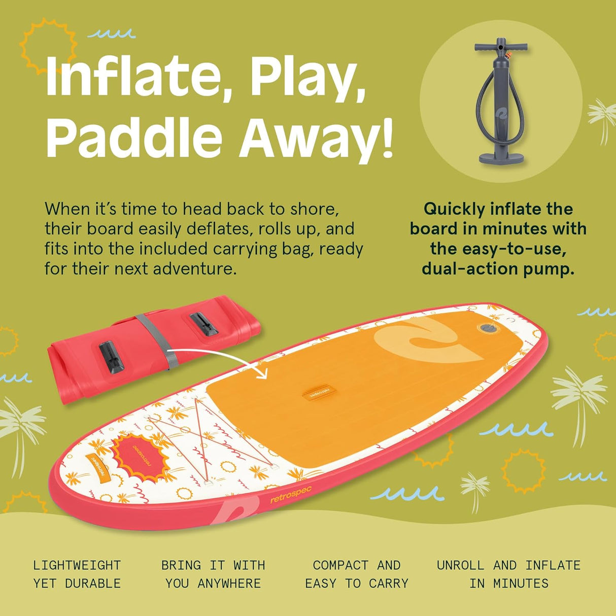Weekender Nano Kids' Inflatable Paddle Board Summer Punch with pump and carrying bag for easy inflation and portability.