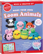 Make Your Own Loom Animals kit with colorful knitted animal figures and beginner-friendly loom and hook tools.