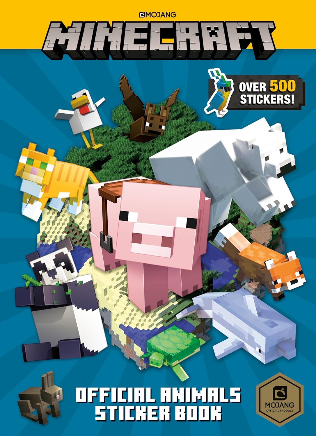 Minecraft Stickerbook featuring colorful Minecraft animals and over 500 fun stickers for kids ages 6 to 9.