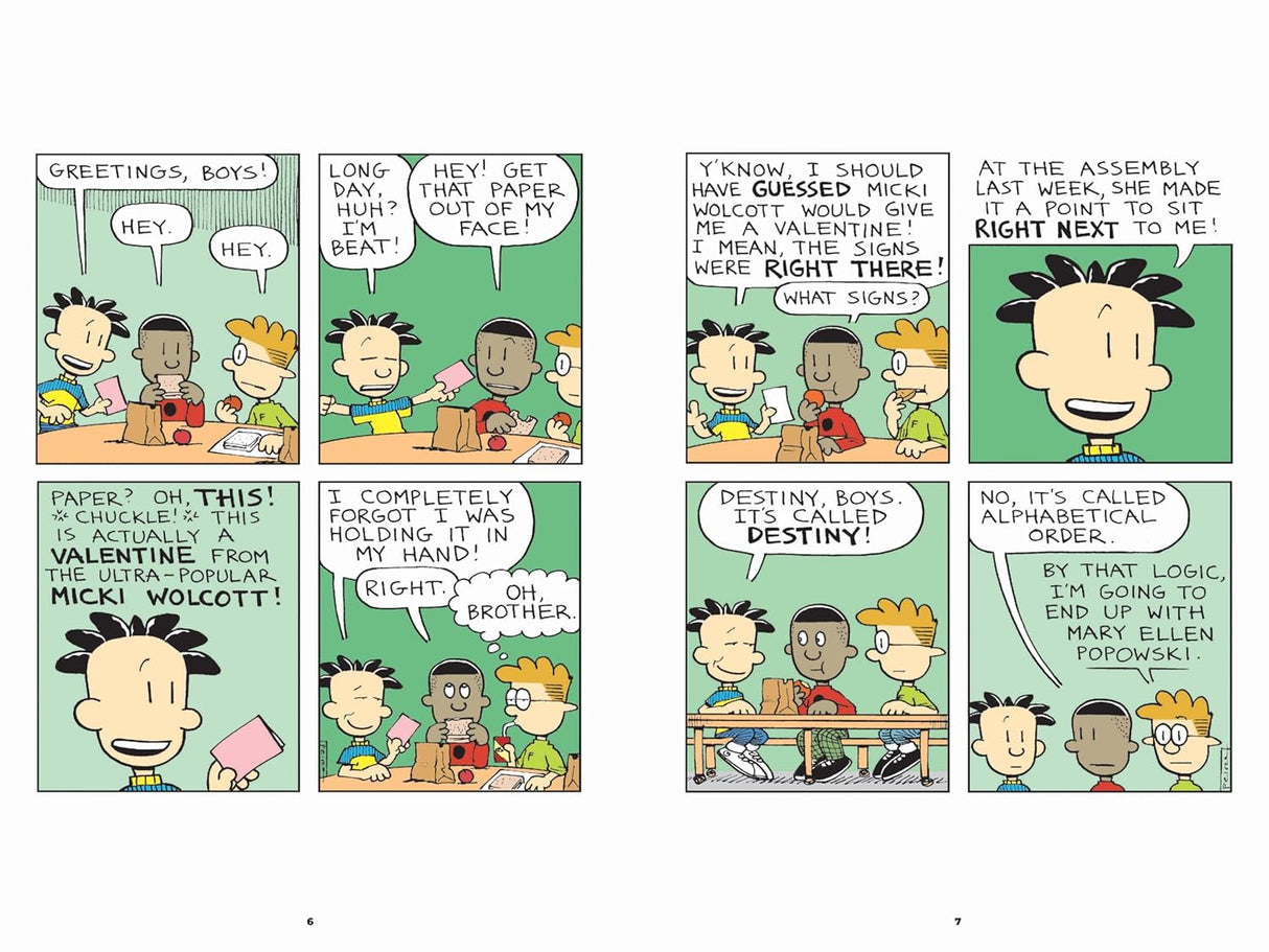 Big Nate #32 Attack of the Cheez Funk Breath! comic strip featuring Nate and friends in a school setting.