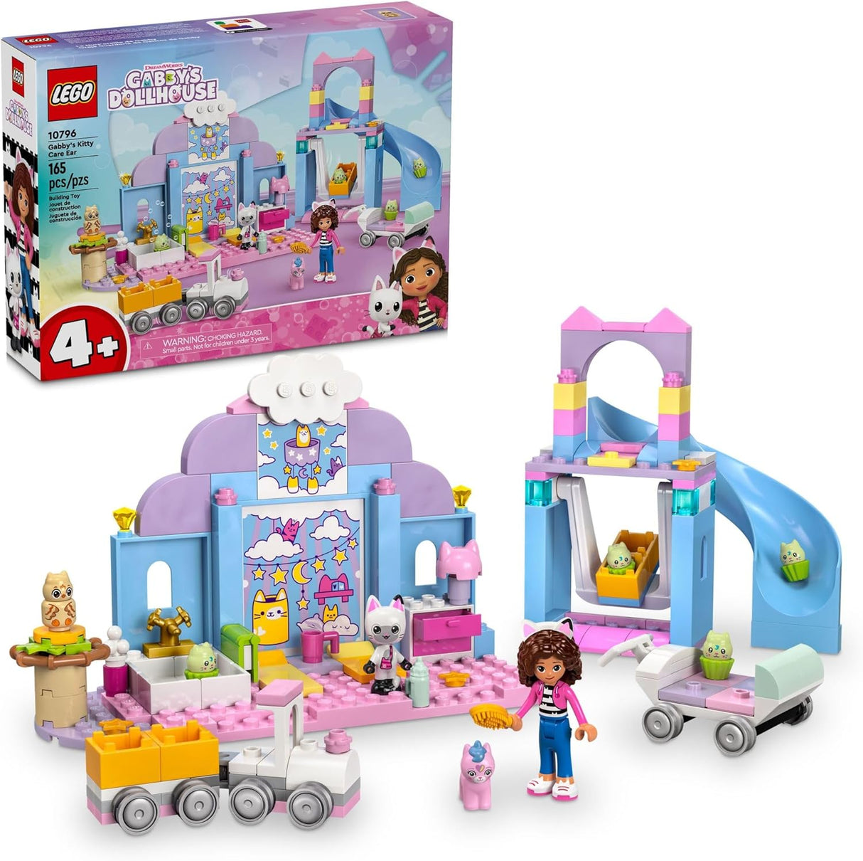 Kids build and play with colorful Gabby Gabby’s Dollhouse set featuring mini-figures and fun accessories.