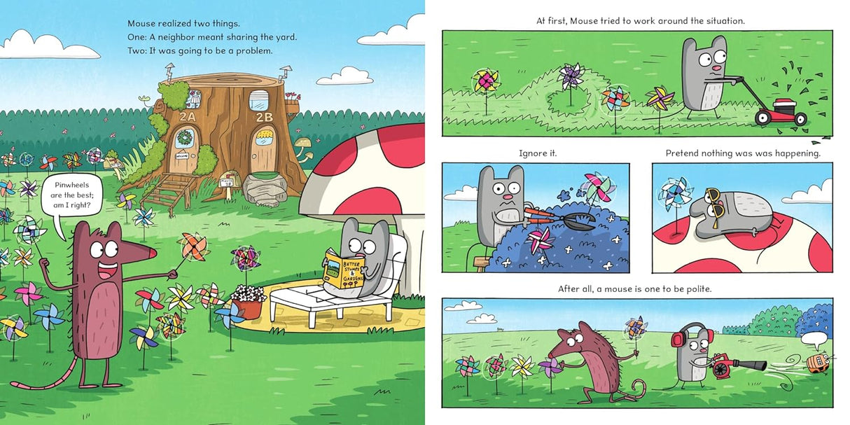 Shared Space shows an orderly Mouse and messy Pak-Rat neighbor learning to share a yard and set boundaries.