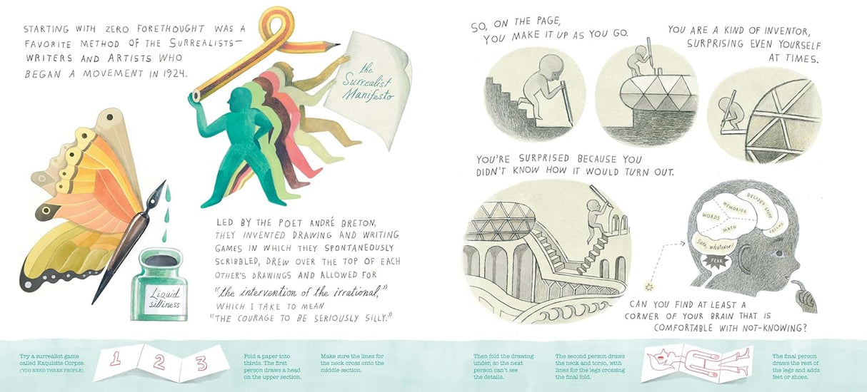 Drawing Is...Your Guide to Scribble Adventures book pages with creative illustrations and drawing prompts for kids and curious artists.