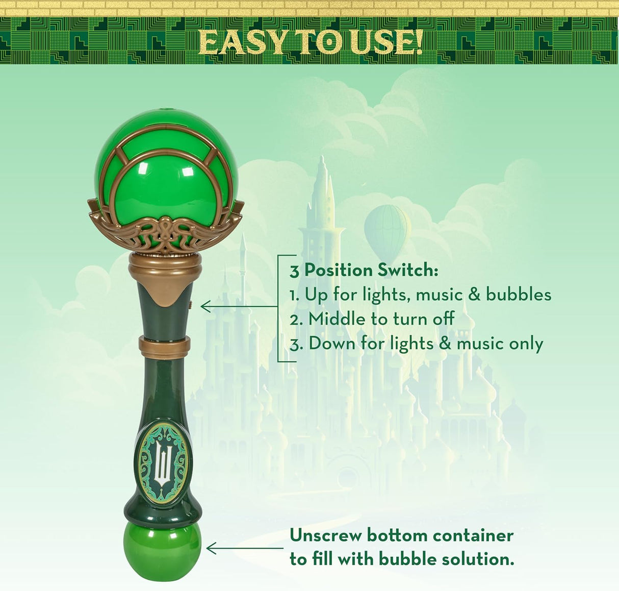 Lights & Sounds Bubble Wand | Wicked Elphaba