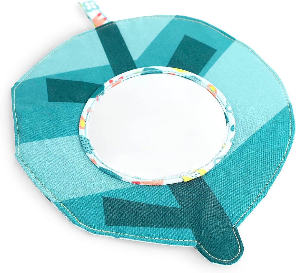 Feel to Learn: Leaf Mirror sensory toy with crunchy leaf edges and a safe reflective mirror for babies 6 months and up.
