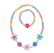 Blooming Beads Jewelry Set with colorful translucent beads and flower-shaped beads necklace and bracelet for kids.