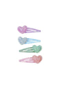 Sparkle Heart Bobble Hair Clips set of 4 glitter heart enamel clips in pink, purple, mint, and blue colors.