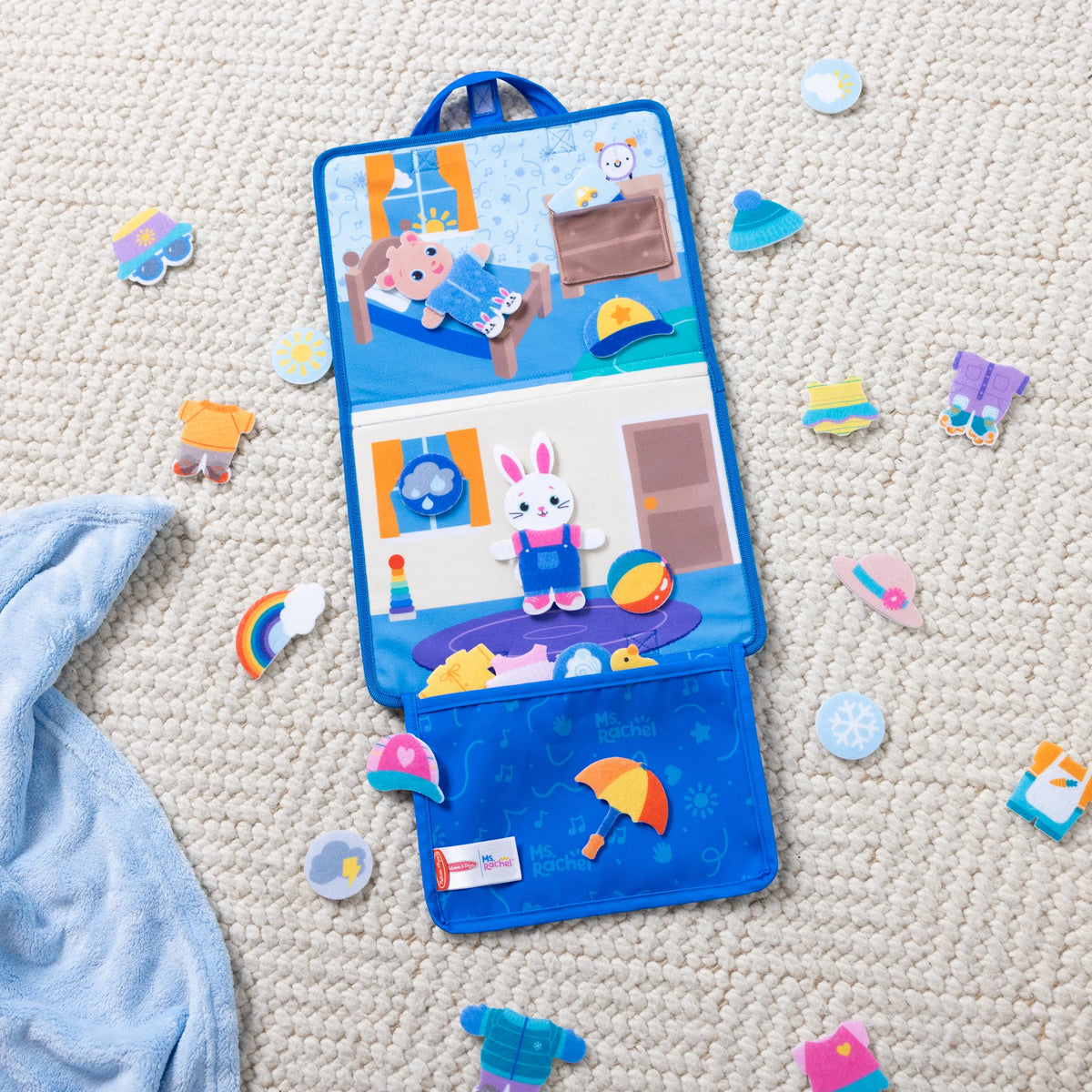 Ms Rachel What to Wear Felt Activity with colorful felt clothing pieces and interactive scenes
