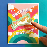 Dream Big Unicorn Sticker Birthday Card