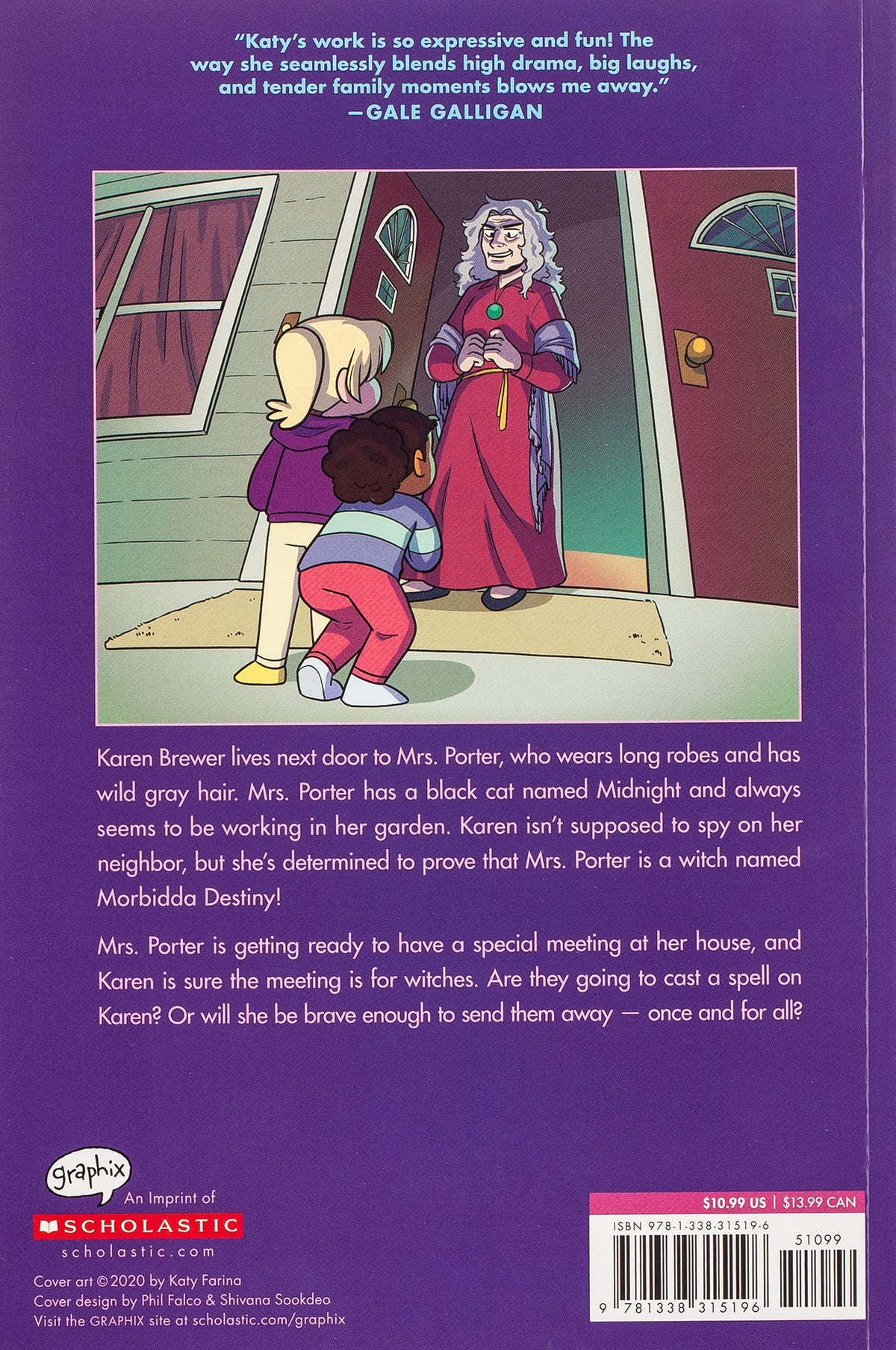 Babysitters Little Sister Karen's Witch #1 book cover showing Karen meeting Mrs. Porter in long robes with gray hair.
