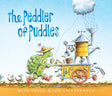 Cover of The Peddler of Puddles showing a turtle peddler with a rain-making machine in a friendly countryside scene.