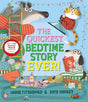 The Quickest Bedtime Story Ever book cover with playful animal characters in colorful pajamas and cozy bedtime setting.