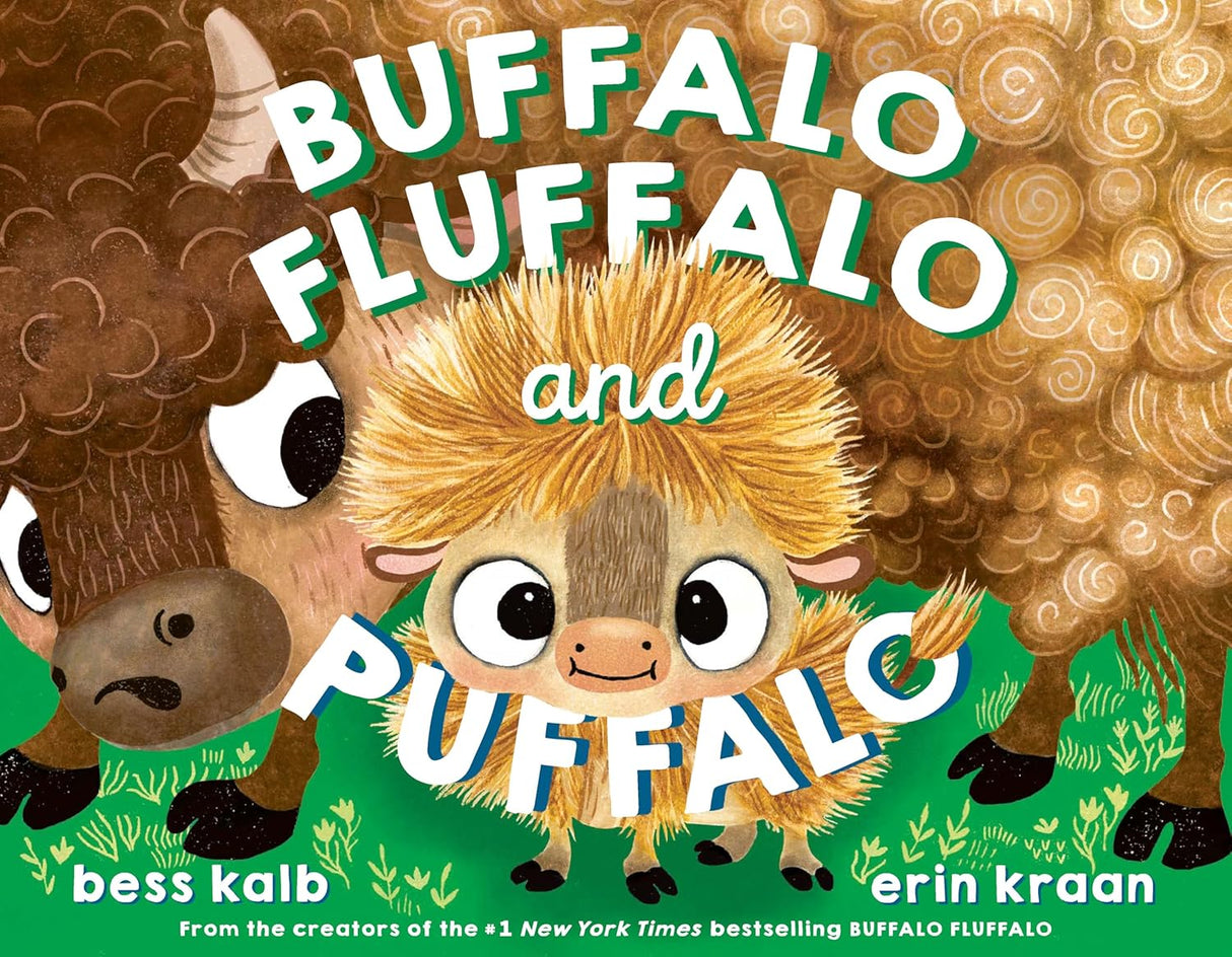 Buffalo Fluffalo and Puffalo children's book cover showing two friendly buffalos in a colorful, playful illustration.