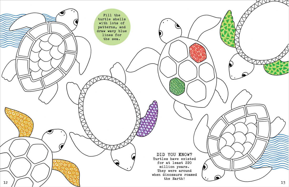 Kids Unplugged Ocean Quest showing turtle-themed coloring and puzzle activity pages for imaginative ocean learning.