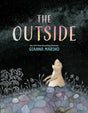 Cover of The Outside showing a small animal looking up at a starry night sky with nature elements around.