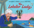 The Lobster Lady book cover showing Virginia Oliver holding a lobster by the sea with seagulls and lobster buoys in background