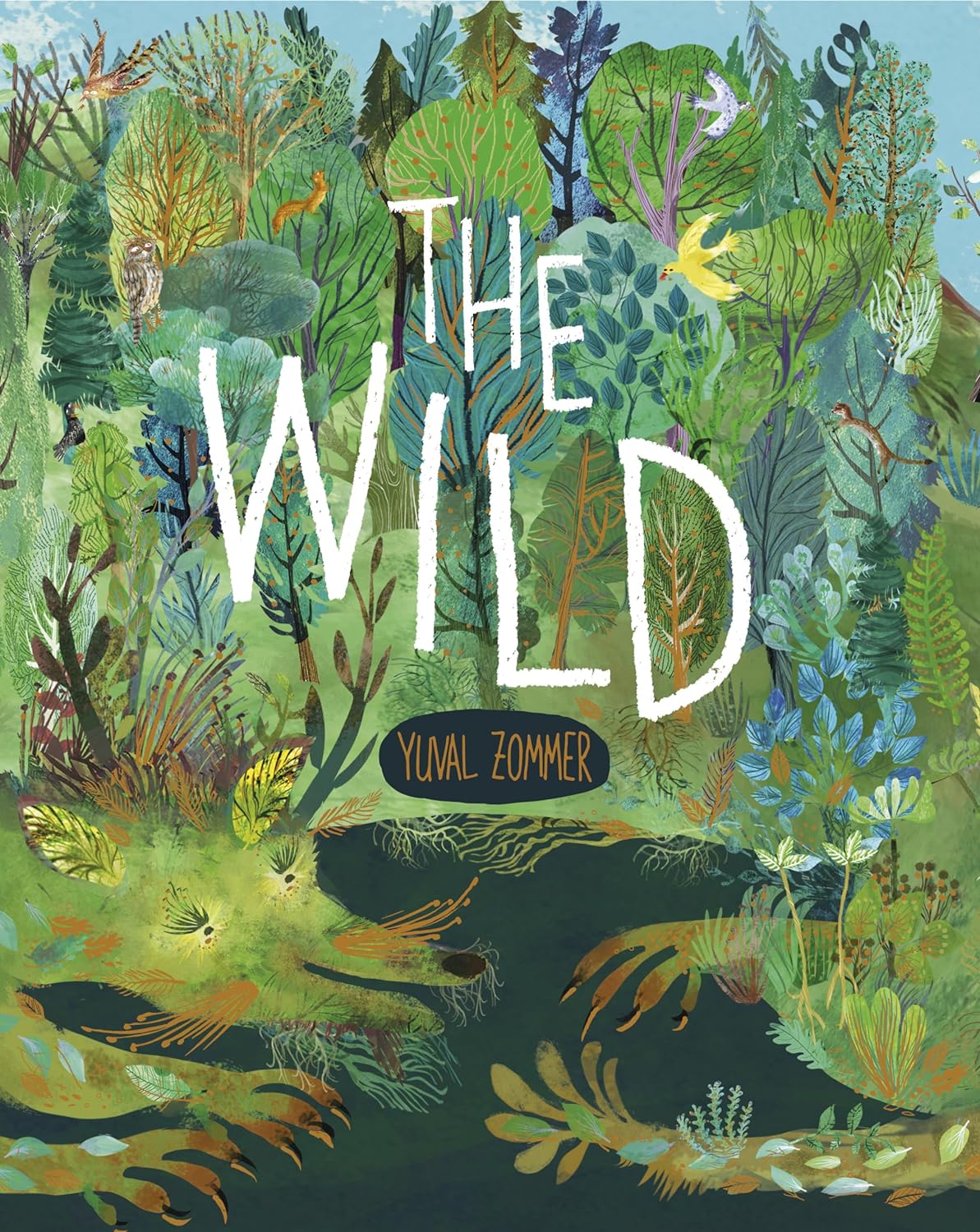 The Wild book cover with lush forest, animals, and vibrant nature illustration by Yuval Zommer.
