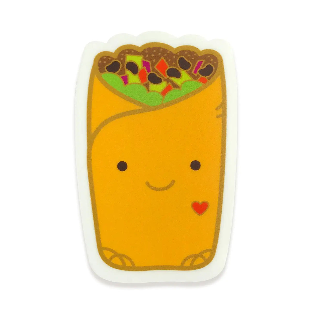 Burrito-ful Birthday Sticker Card with a smiling burrito design and removable weather-proof vinyl sticker.