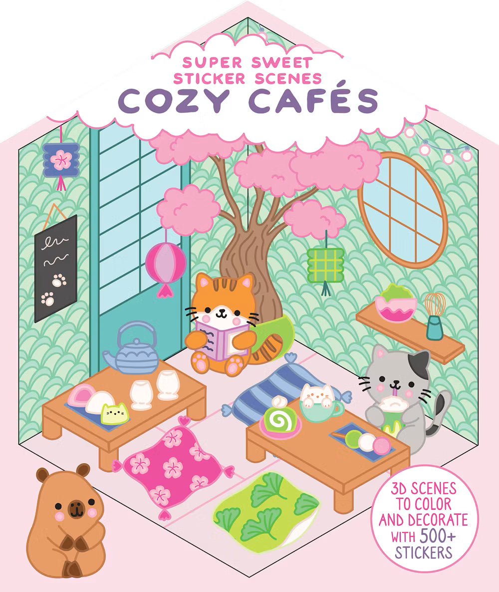 Super Sweet Sticker Scenes: Cozy Cafes with colorful cafe scenes and adorable animal characters