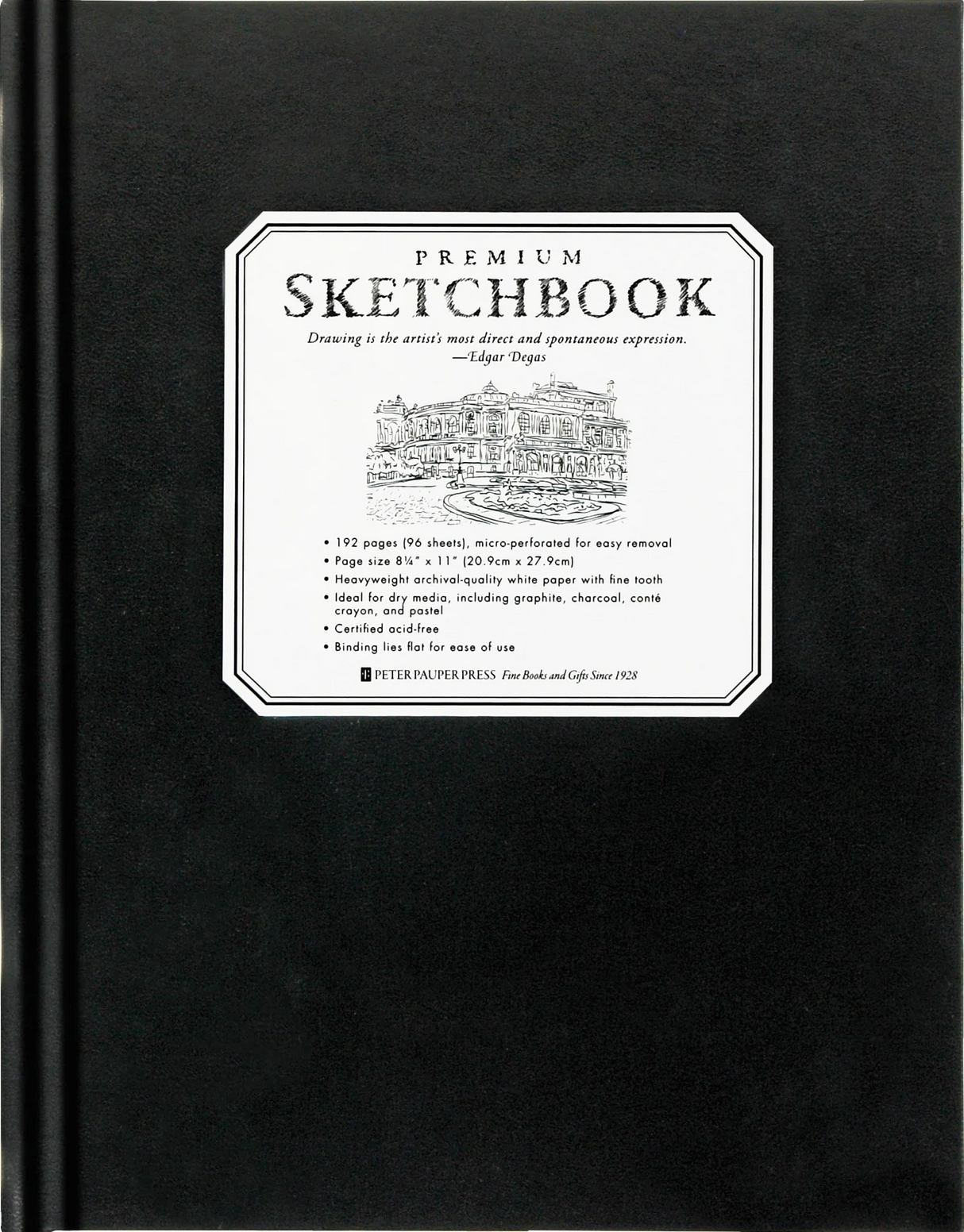 Premium Sketchbook 8x11 with 192 heavyweight, acid-free pages and micro-perforated sheets for easy removal and clean edges.