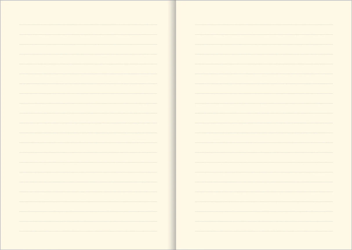Open pages of the Dog Days Journal showing smooth, light gray lined writing paper for notes and sketches.