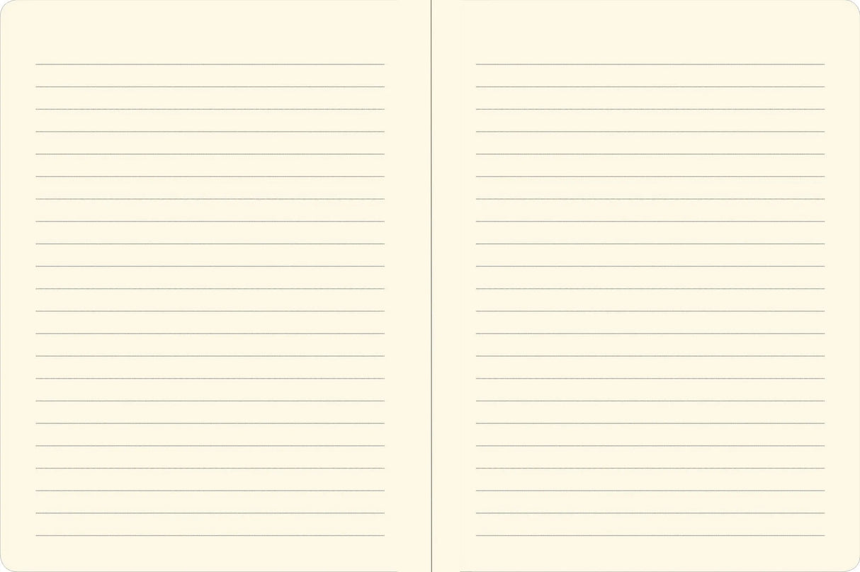 Open pages of Capybara Life Journal showing lined, creamy 120 gsm acid-free archival quality paper for writing and notes.