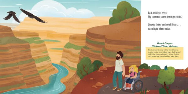 I Am Made of Mountains book illustration featuring Grand Canyon National Park and diverse children exploring nature.