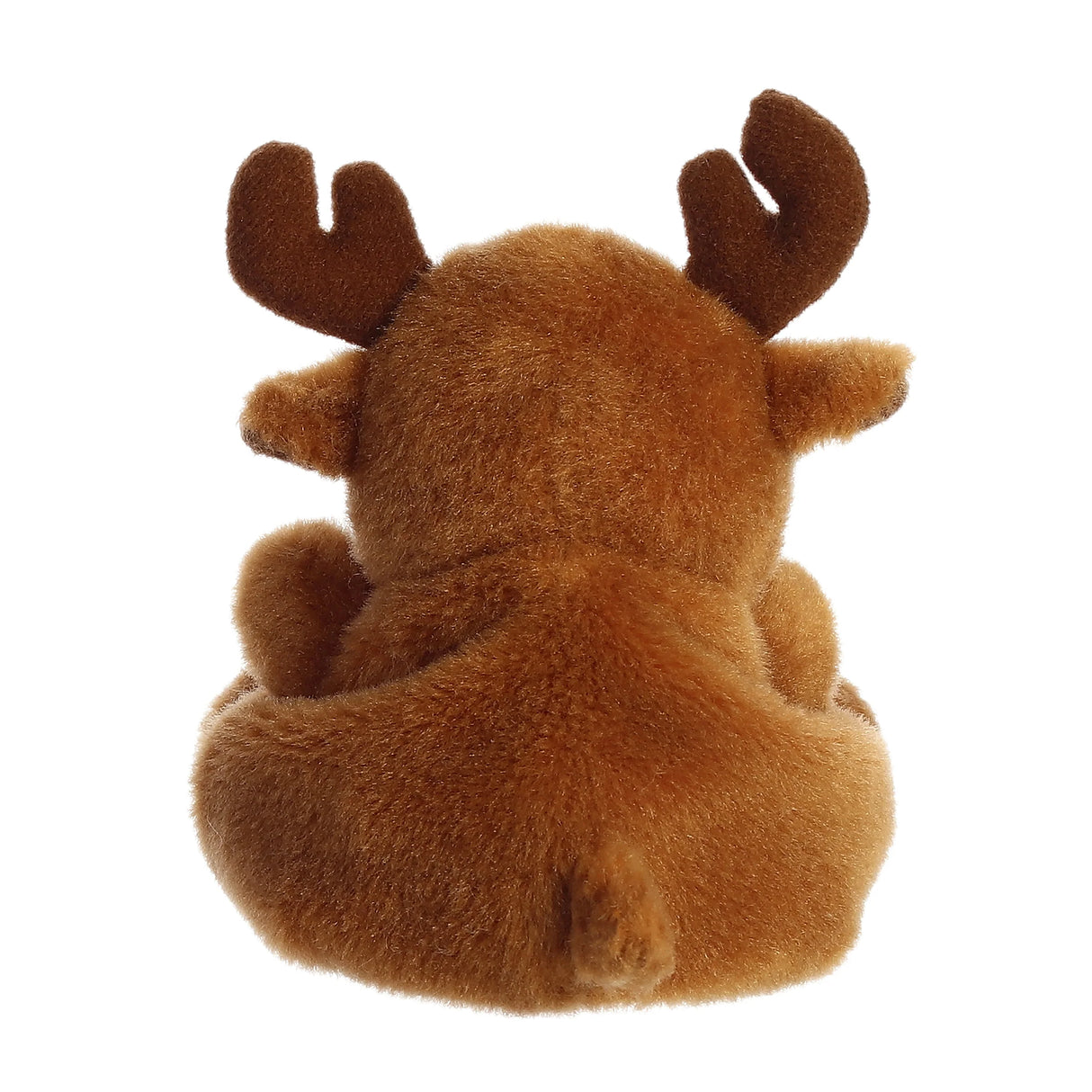 Palm Pals Moose Cinnamon plush toy featuring soft brown fur and tall antlers, measuring 5 inches for easy spotting.