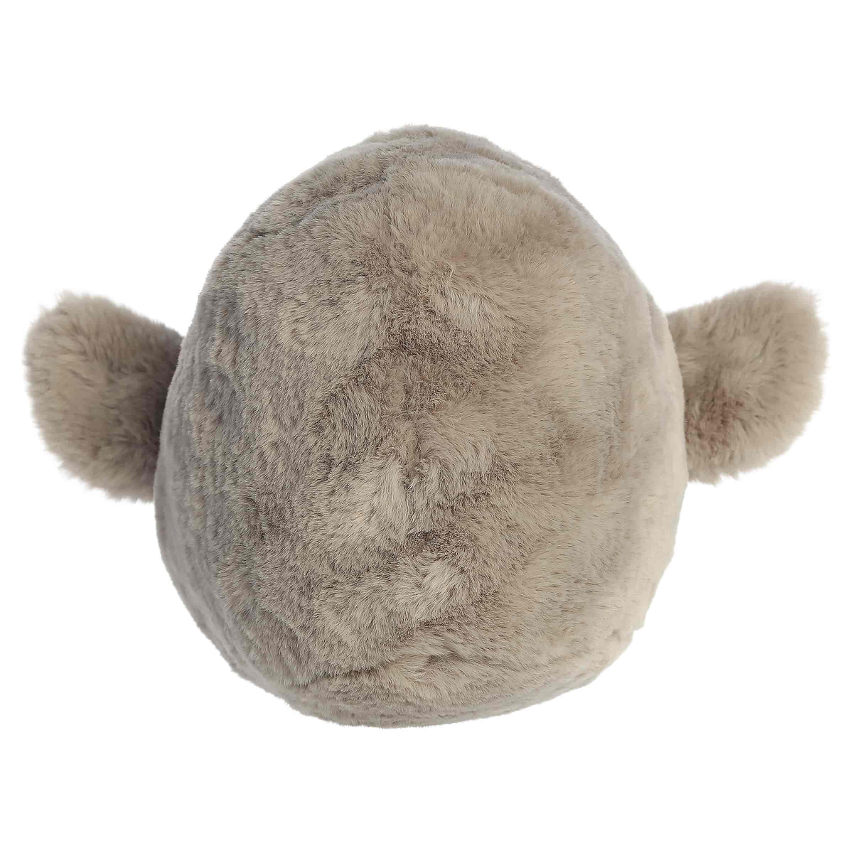 Spudster Emperor Penguin Pietro plush penguin viewed from behind with soft gray fur and outstretched wings