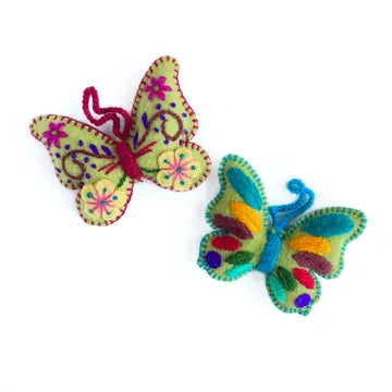 Colorful Butterfly Ornament handmade plush butterflies with vibrant embroidery and felt, unique fair trade decor from Peru.