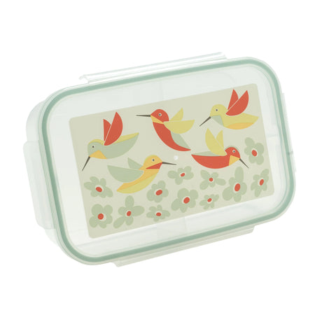 Good Lunch Bento Box | Hummingbird with colorful hummingbird design and secure, compartmentalized lid for meal separation.