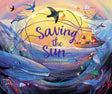Illustrated cover of "Saving the Sun" showing sea creatures, birds, and two people in a boat by a glowing sun.
