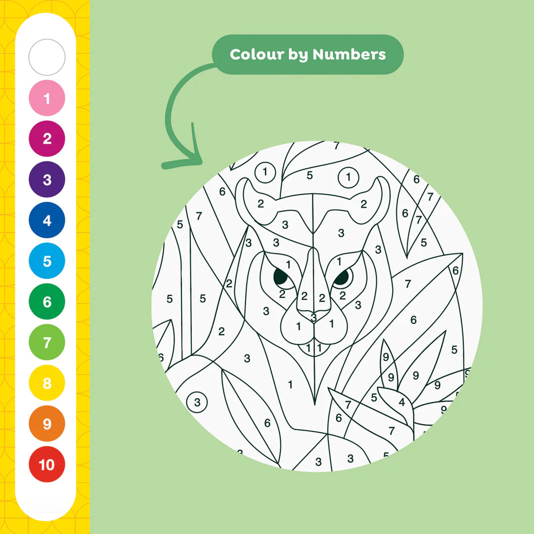 Color by Number | The Tropics tropical animal design with numbered sections and color key for creative coloring fun.