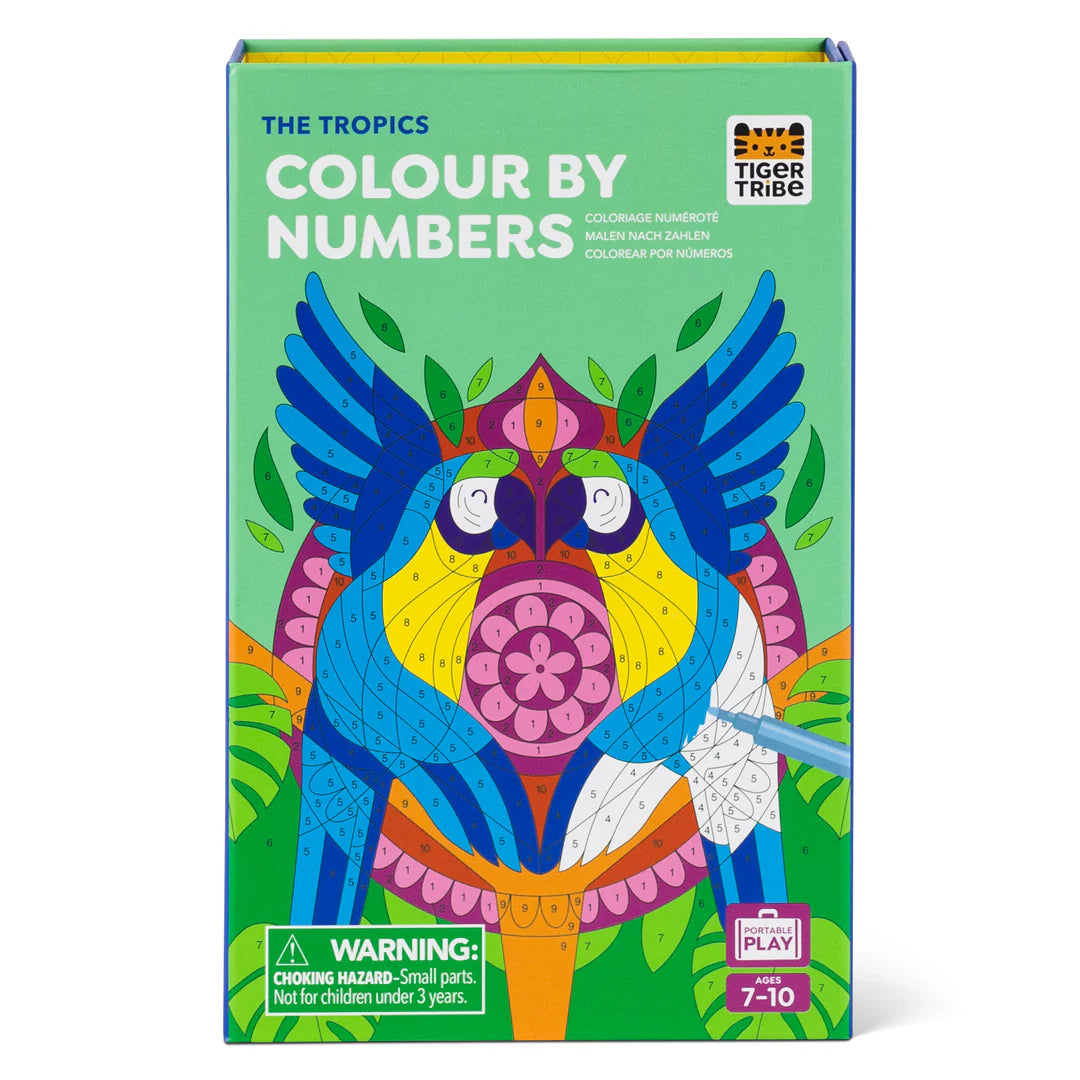 Color by Number | The Tropics set featuring a colorful tropical parrot ready to be colored by numbers.