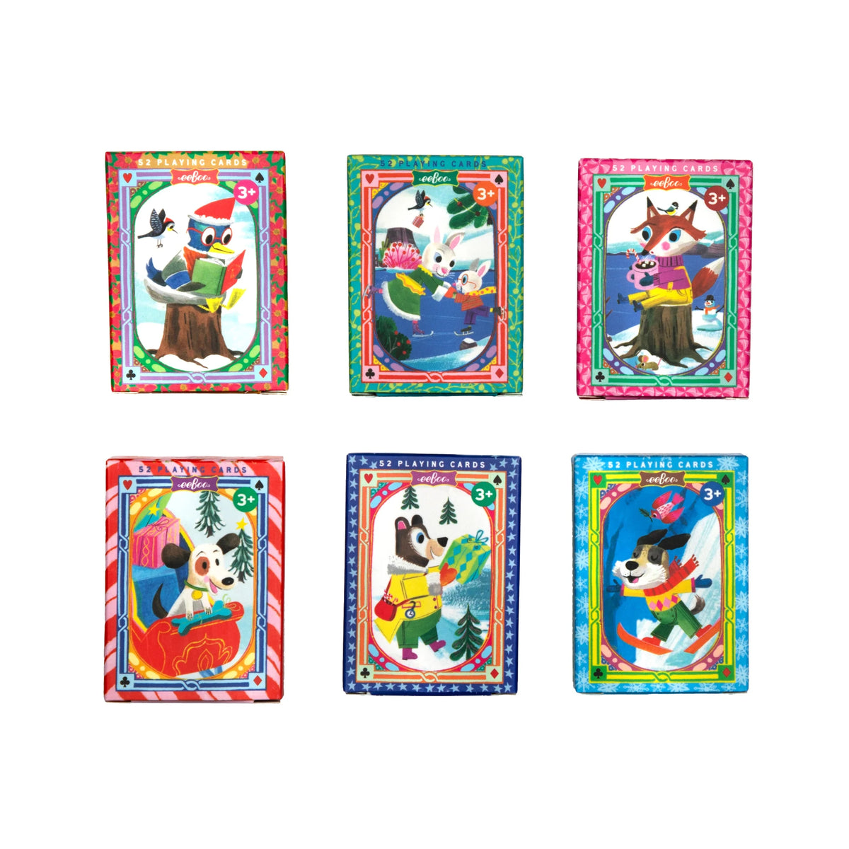 Tiny Playing Cards | Holiday in the Woods featuring six colorful woodland animal designs