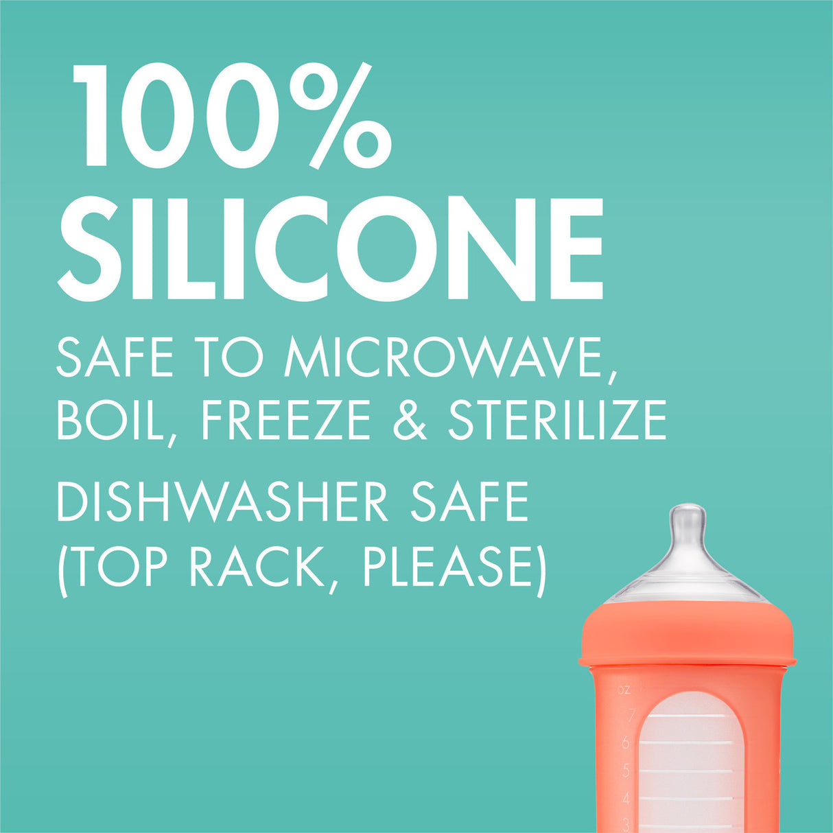 NURSE Silicone Bottles | Colors made of 100% silicone, safe to microwave, boil, freeze, sterilize, and dishwasher top rack.
