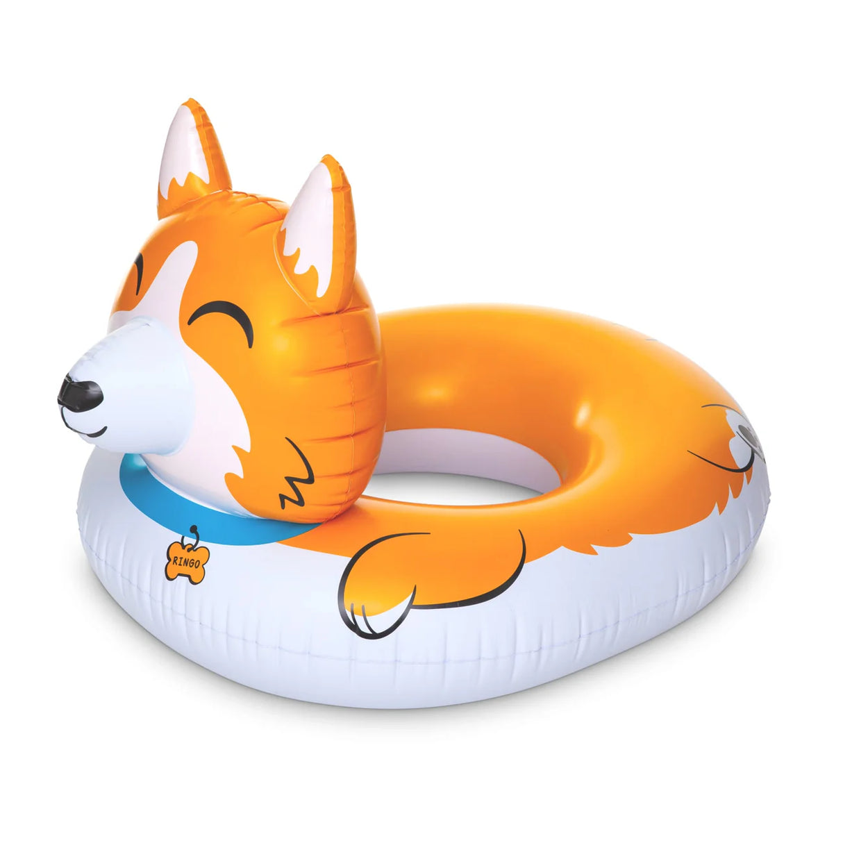 Pool Float | Giant Corgi inflatable pool float shaped like a cute orange and white corgi for fun lounging.