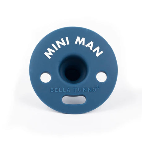 Pacifier | Mini Man soft silicone pacifier with breathing holes and pacifier clip attachment for babies 0-6 months.
