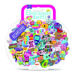 Stickerfetti colorful thick stickers pack with 466 pieces featuring fun designs for decorating notebooks and bottles.