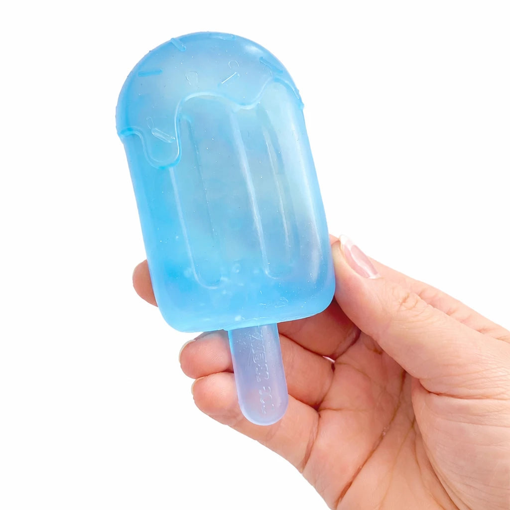 Super Duper Sugar Squisher | Ice Pops blue ice pop toy held in hand
