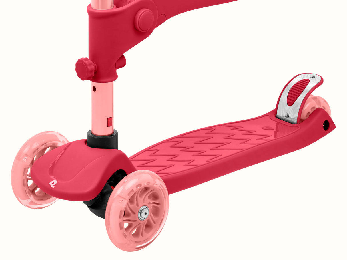 Chipmunk Plus Kids' Kick Scooter Bubblegum with three light-up wheels and a folding removable seat for ages 3 and up.