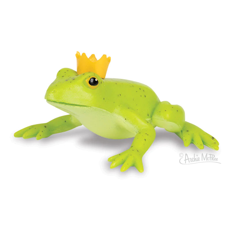 Crowned Critter green frog figurine with a yellow crown, detailed and colorful soft vinyl collectible toy.